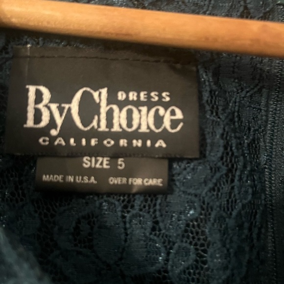 Dress By Choice California Green Lace See Thru Tie Back Sz 5 Long Sleeve - Picture 6 of 9